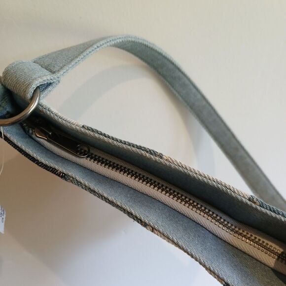 Y2K American Eagle Patchwork Blue Denim Shoulder Bag Jean Purse 5.5"x10" - Picture 8 of 11